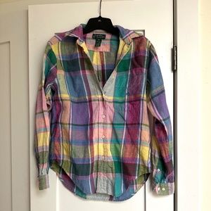 Vintage Ralph Lauren, Lauren colorful plaid shirt. 100% linen